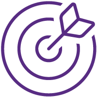 Icon of a dart hitting bull's eye on the board