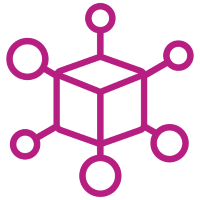 Outline icon of a box with dots connected to it