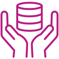Outline icon of a hand holding a cylinder