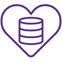 Outline icon of a cylinder inside a heart